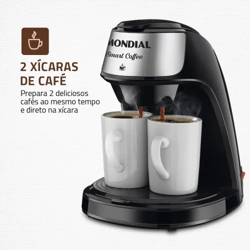 Cafeteira elétrica 2 xícaras preta Smart Coffee - C-42-2X-BI  110V