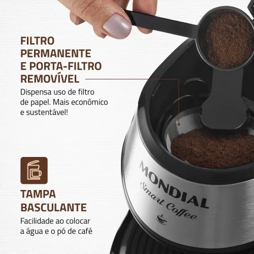 Cafeteira elétrica 2 xícaras preta Smart Coffee - C-42-2X-BI  110V