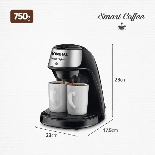 Cafeteira elétrica 2 xícaras preta Smart Coffee - C-42-2X-BI  110V