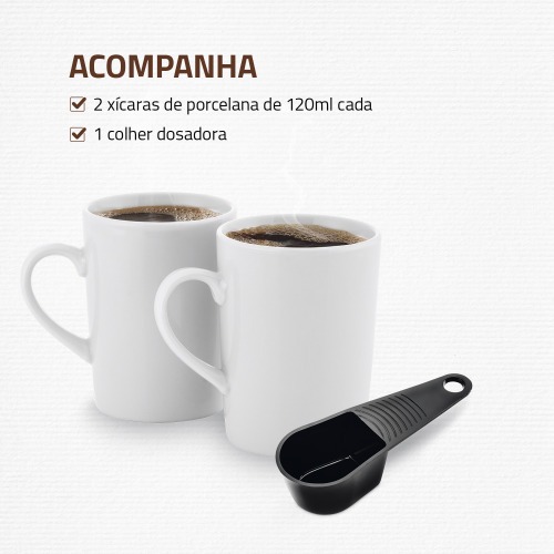 Cafeteira eltrica 2 xcaras preta Smart Coffee - C-42-2X-BI  220V