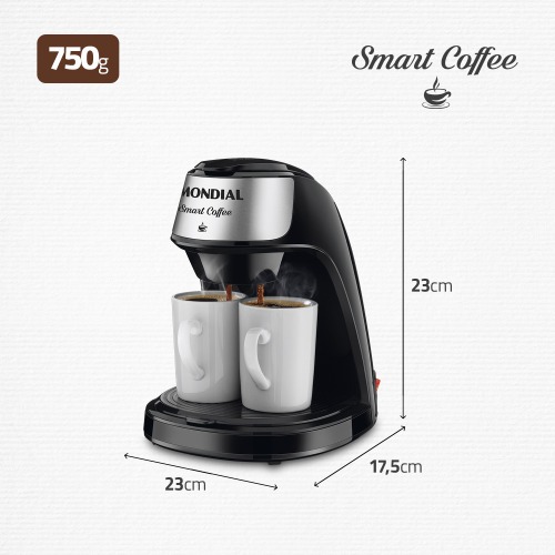 Cafeteira eltrica 2 xcaras preta Smart Coffee - C-42-2X-BI  220V