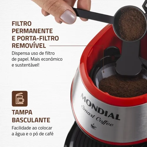 Cafeteira elétrica 2 xícaras vermelha Smart Coffee - C-42-2X-RI  110V