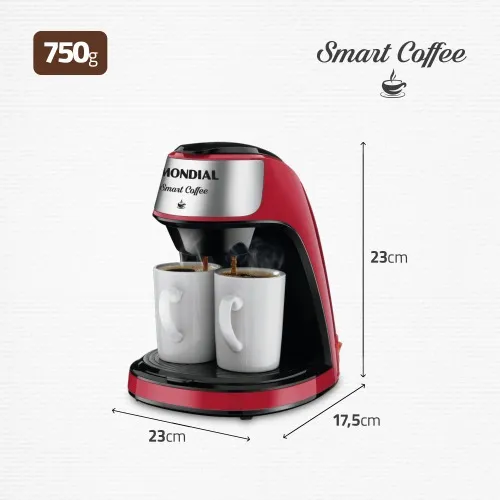 Cafeteira elétrica 2 xícaras vermelha Smart Coffee - C-42-2X-RI  110V