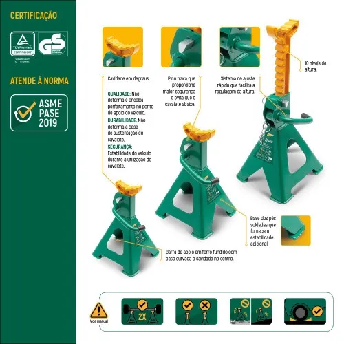Cavalete mecânico com capacidade 2 toneladas 2 peças