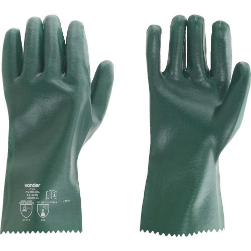 Kit 5 pares de luva pvc lisa com forro de algod�o 36 cm - PLV 0036