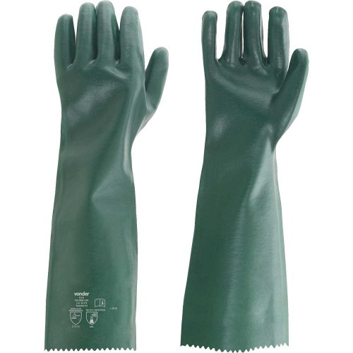 Kit 5 pares de luva pvc lisa com forro de algod�o 56 cm - PLV 0056