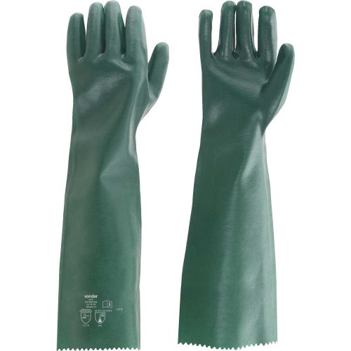 Kit 5 pares de luva pvc lisa com forro de algod�o 65 cm - PLV 0065