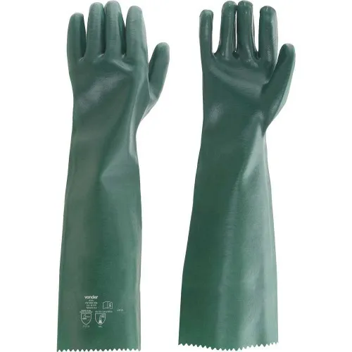 Kit 5 pares de luva pvc lisa com forro de algodão 65 cm - PLV 0065