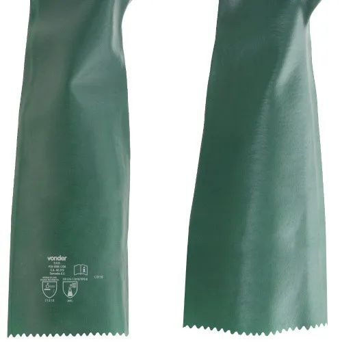 Kit 5 pares de luva pvc lisa com forro de algodão 65 cm - PLV 0065