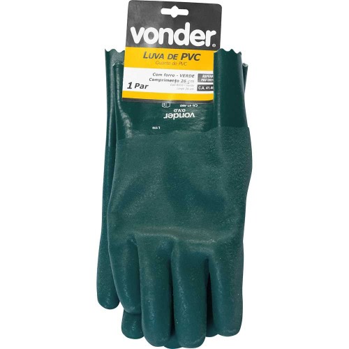 Kit 5 pares de luva de pvc áspera com forro 26 cm - PAV 0026 Kit 5 pares de luva de pvc áspera com forro 26 cm - PAV 0026