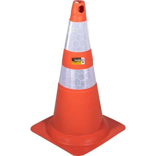 Cone de sinalização com 75 cm flexível 2 faixas Cone de sinalização com 75 cm flexível 2 faixas