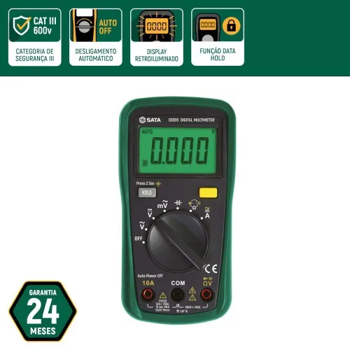 Multímetro digital mini 600V CAT III DC/AC - ST03005