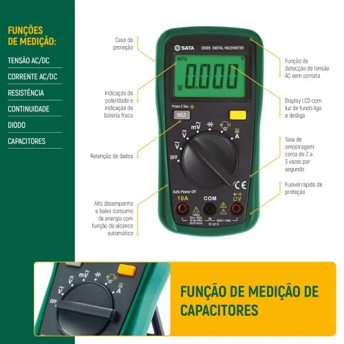 Multímetro digital mini 600V CAT III DC/AC - ST03005