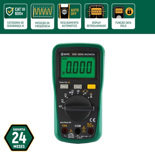 Multmetro digital mini com medio de frequncia 600V CAT III DC/AC - ST03007