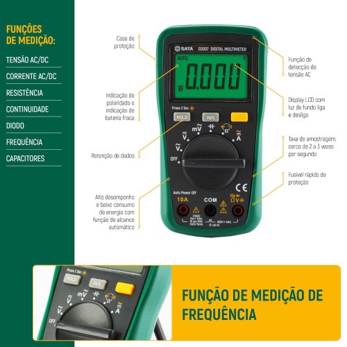 Multmetro digital mini com medio de frequncia 600V CAT III DC/AC - ST03007