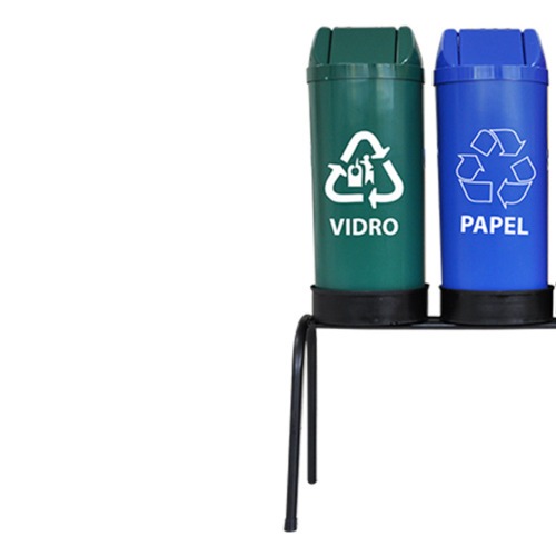 Kit com 4 lixeiras de 23L para coleta seletiva tampa basculante