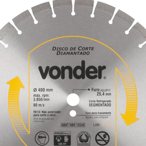 Disco diamantado segmentado 400 mm para refratários - F25 Disco diamantado segmentado 400 mm para refratários - F25