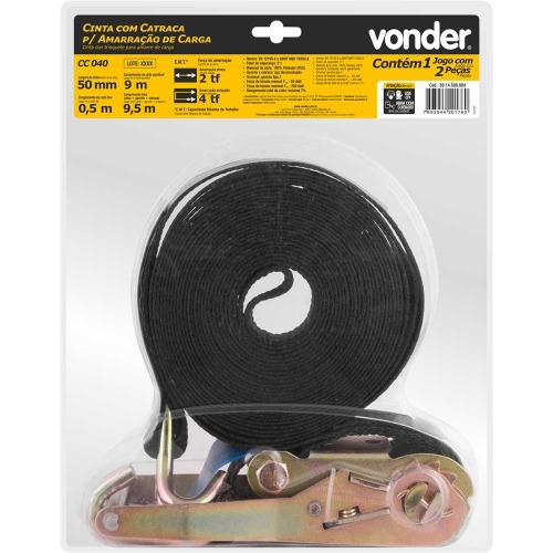 Cinta com catraca para amarração de carga 9,5 metros - CC040 Cinta com catraca para amarração de carga 9,5 metros - CC040