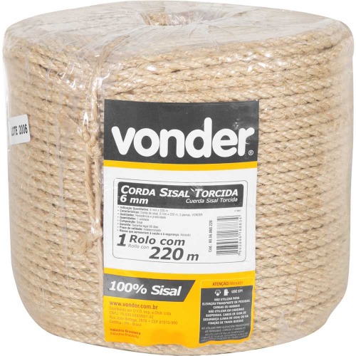 Corda de sisal 6 mm com rolo de 220 metros Corda de sisal 6 mm com rolo de 220 metros