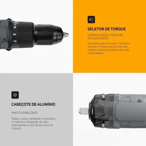 Combo Furadeira Parafusadeira de impacto K21 ID03 + Chave de