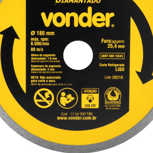 Disco diamantado liso 180 mm para cermica e porcelanato