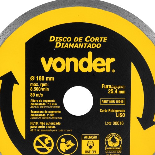 Disco diamantado liso 180 mm para cermica e porcelanato