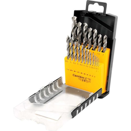 Jogo de brocas de ao rpido 1 a 10,0 mm 19 peas