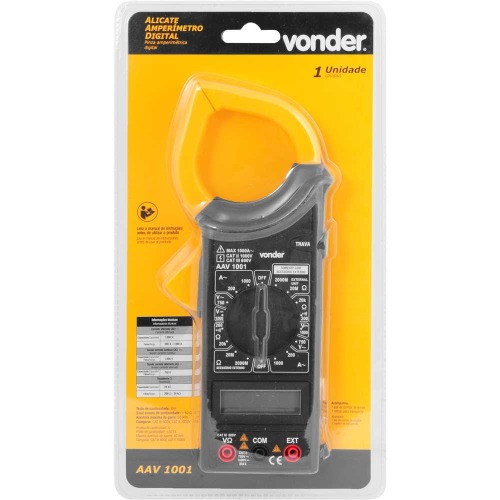 Alicate amperímetro digital CAT III 600V - AAV 1001 Alicate amperímetro digital CAT III 600V - AAV 1001