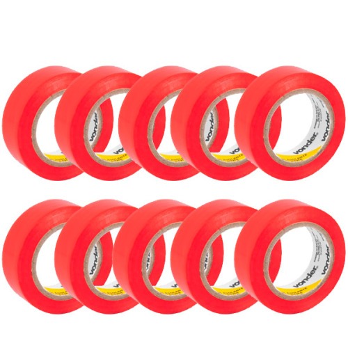 Fita isolante vermelha 19 mm x 10 m com 10 peças Fita isolante vermelha 19 mm x 10 m com 10 peças