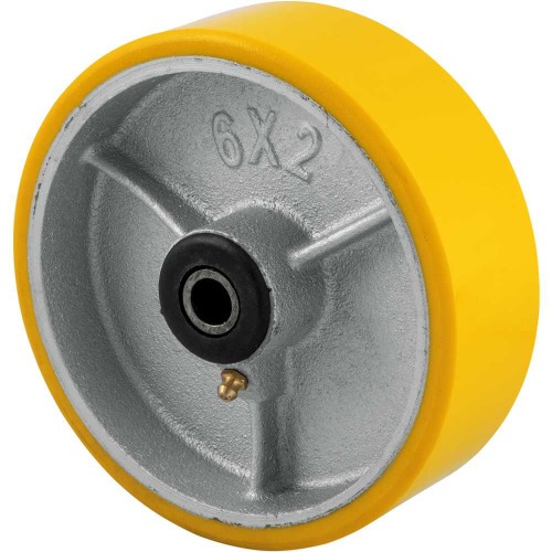 Rodzio de poliuretano e ferro fundido, 150 mm x 50 mm, 6