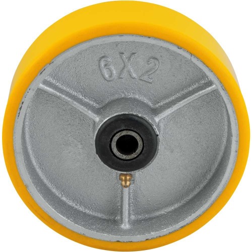 Rodzio de poliuretano e ferro fundido, 150 mm x 50 mm, 6