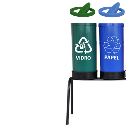 Kit com 4 lixeiras de 23 L para coleta seletiva tampa meia lua