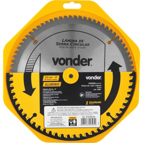 Disco de serra para alumínio 250 x 30 mm 80 dentes Disco de serra para alumínio 250 x 30 mm 80 dentes