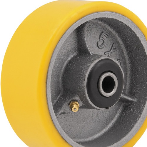 Rodízio de poliuretano e ferro fundido, 125 mm x 50 mm, 5 Rodízio de poliuretano e ferro fundido, 125 mm x 50 mm, 5