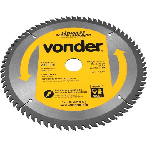 Disco de serra para madeira 250 x 30 mm 72 dentes Disco de serra para madeira 250 x 30 mm 72 dentes