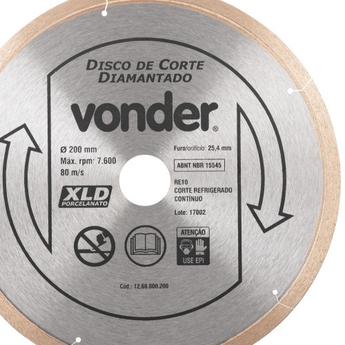 Disco diamantado contínuo 200 mm para porcelanato Disco diamantado contínuo 200 mm para porcelanato