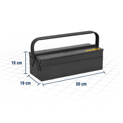 Caixa para ferramentas sanfonada com 3 gavetas e ala
