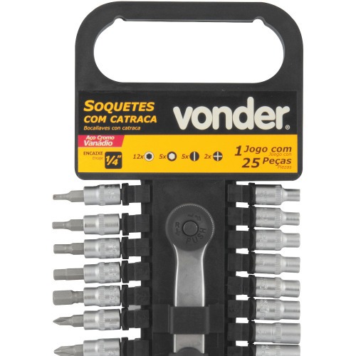 Jogo de soquete sextavado 4 a 13 mm com 25 peças Jogo de soquete sextavado 4 a 13 mm com 25 peças