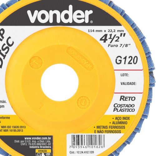 Disco de lixa flap disc reto 4 1/2