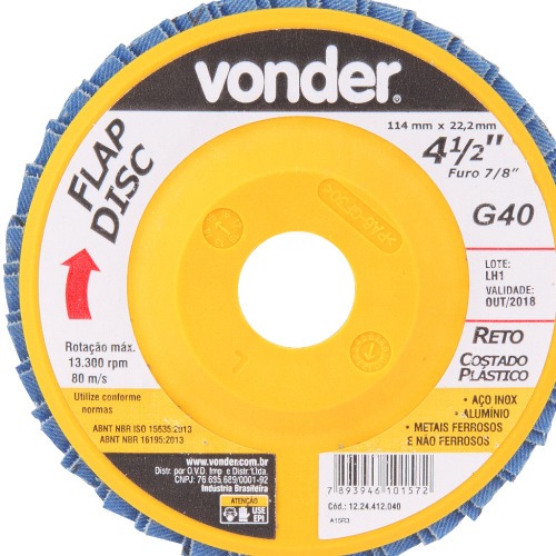 Disco de lixa flap disc reto 4 1/2