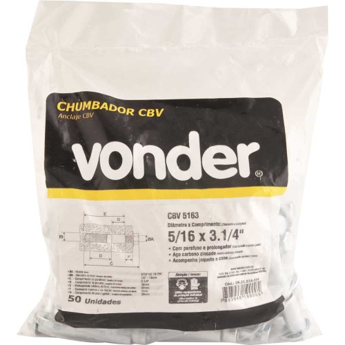 Chumbador com parafuso e prolongador 5/16 Chumbador com parafuso e prolongador 5/16