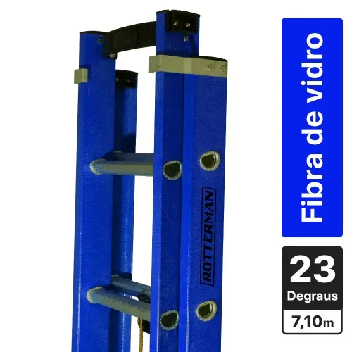 Escada de fibra de vidro extensível 4,1 x 7,1 m 21 degraus - Premium