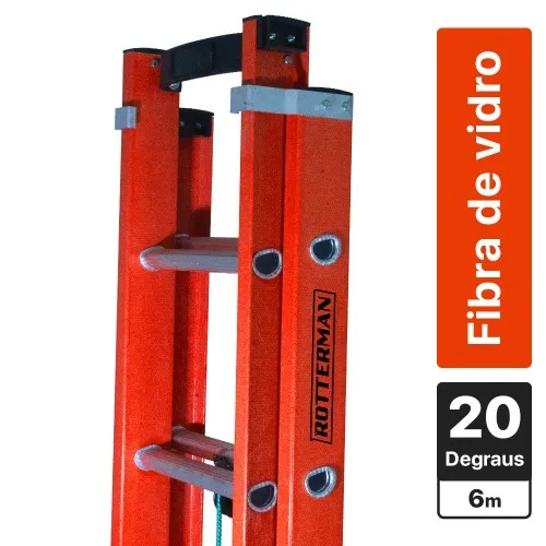 Escada de fibra de vidro extensível 3,60 x 6 m 20 degraus - ESC36060