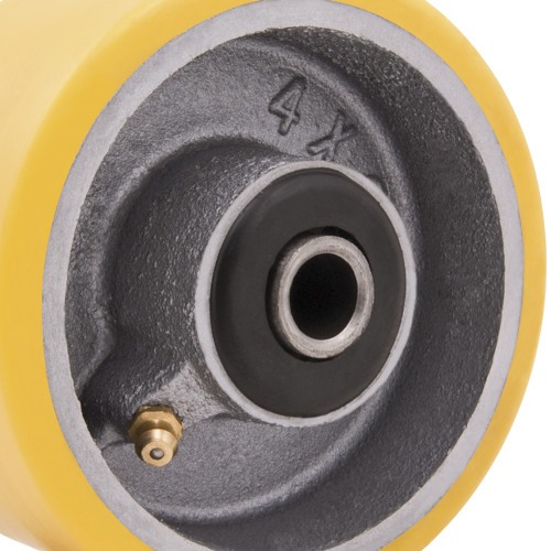 Rodízio de poliuretano e ferro fundido, 100 mm x 50 mm, 4 Rodízio de poliuretano e ferro fundido, 100 mm x 50 mm, 4