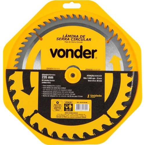 Disco de serra para madeira 235 x 30 mm 60 dentes