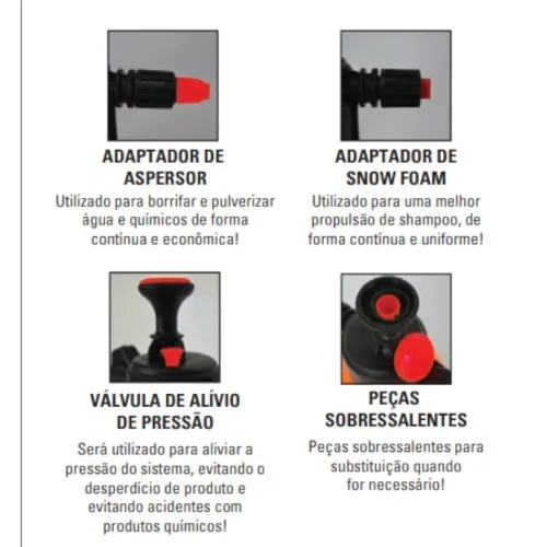 Aplicador de detergente Snow Foam e pulverizador manual híbrido 2L 3 Em 1 - SGT-9926