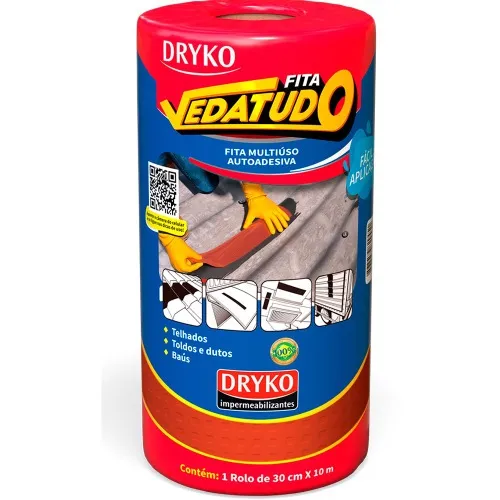 Fita manta asfáltica telhado terracota auto adesiva 30 cm x 10 m - Vedatudo
