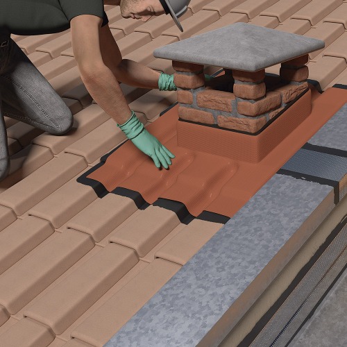 Fita manta asfltica telhado terracota auto adesiva 45 cm x 10 m - Vedatudo