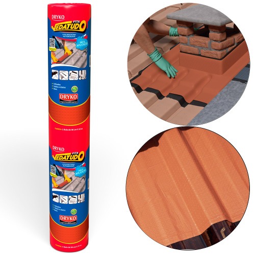 Fita manta asfáltica telhado terracota auto adesiva 90 cm x 10 m - Vedatudo Fita manta asfáltica telhado terracota auto adesiva 90 cm x 10 m - Vedatudo