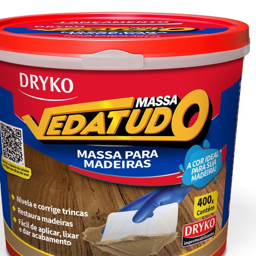 Massa para madeira reparo e calafetação 400 g - Vedatudo Massa para madeira reparo e calafetação 400 g - Vedatudo